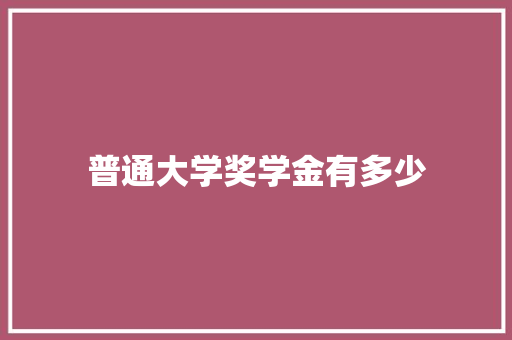 普通大学奖学金有多少 未命名