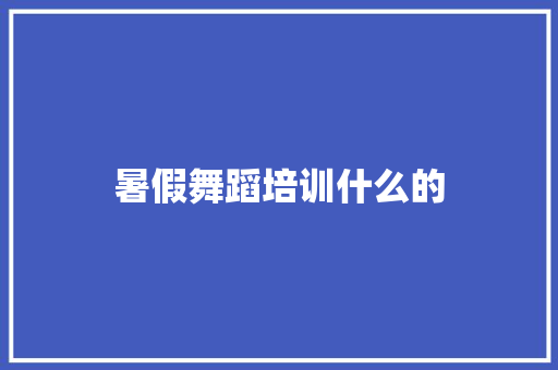 暑假舞蹈培训什么的 未命名