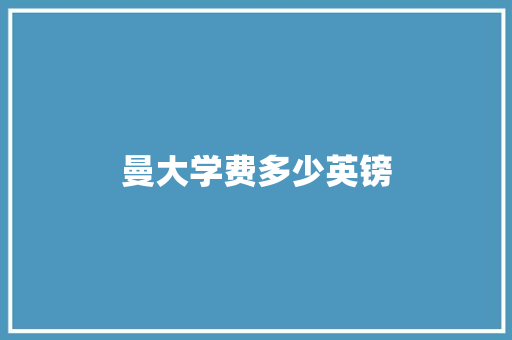 曼大学费多少英镑