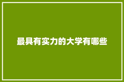 最具有实力的大学有哪些