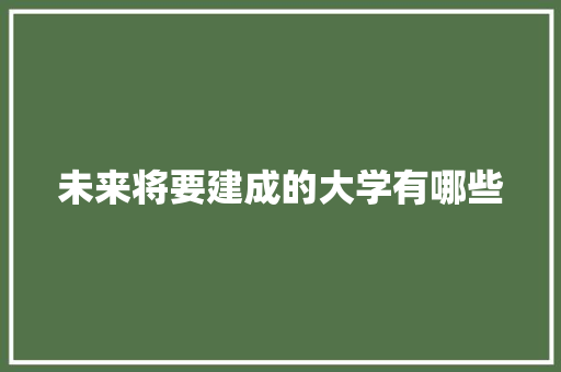 未来将要建成的大学有哪些