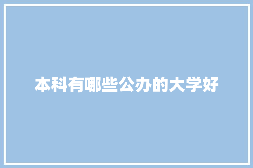 本科有哪些公办的大学好