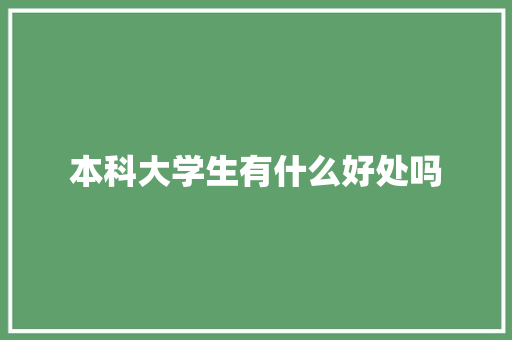 本科大学生有什么好处吗 未命名