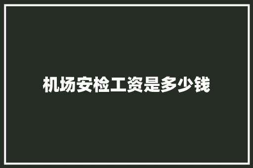 机场安检工资是多少钱