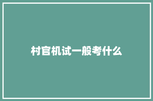 村官机试一般考什么