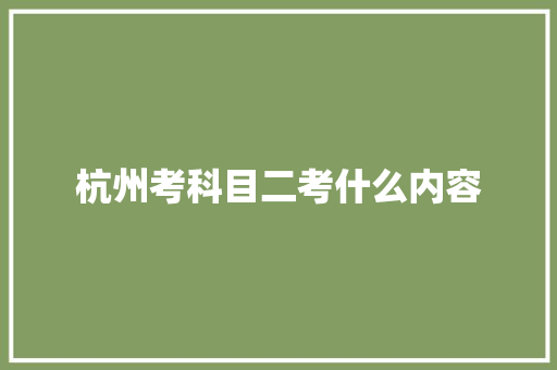 杭州考科目二考什么内容