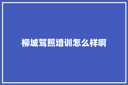 柳城驾照培训怎么样啊