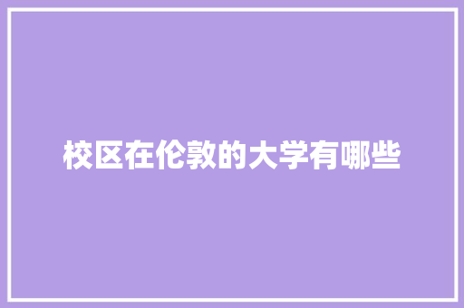 校区在伦敦的大学有哪些 未命名