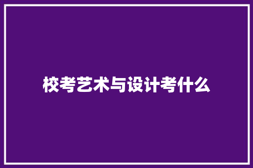 校考艺术与设计考什么 未命名