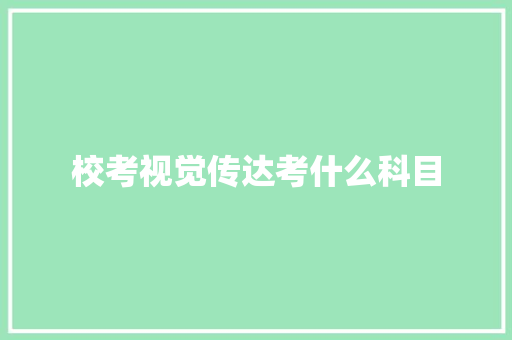 校考视觉传达考什么科目