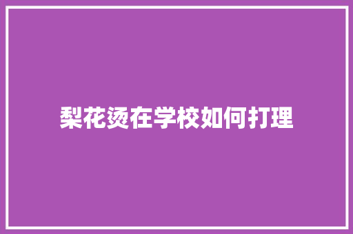 梨花烫在学校如何打理