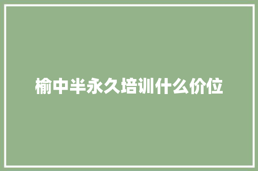 榆中半永久培训什么价位