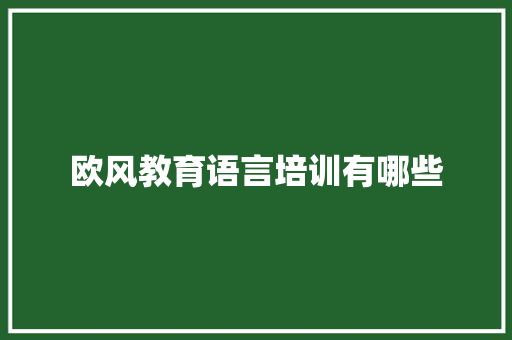 欧风教育语言培训有哪些