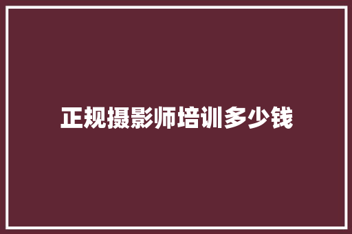 正规摄影师培训多少钱 未命名