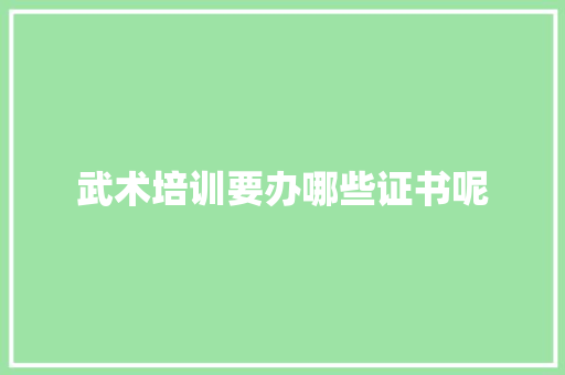 武术培训要办哪些证书呢 未命名