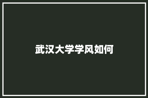 武汉大学学风如何 未命名