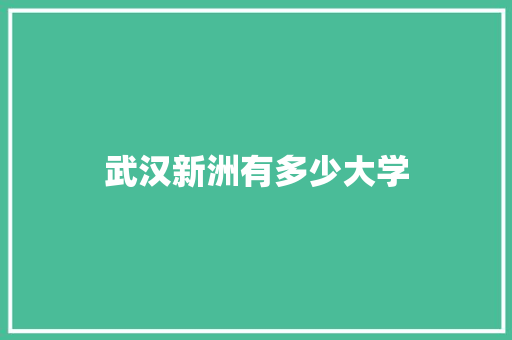 武汉新洲有多少大学 未命名