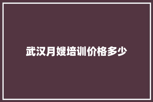 武汉月嫂培训价格多少 未命名