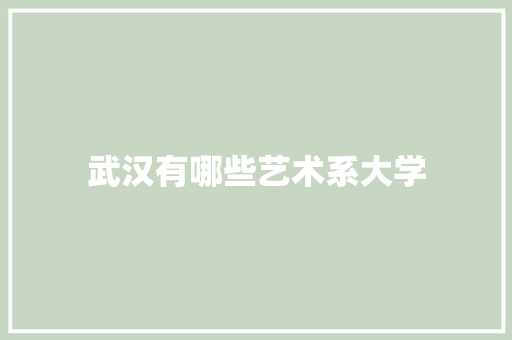 武汉有哪些艺术系大学