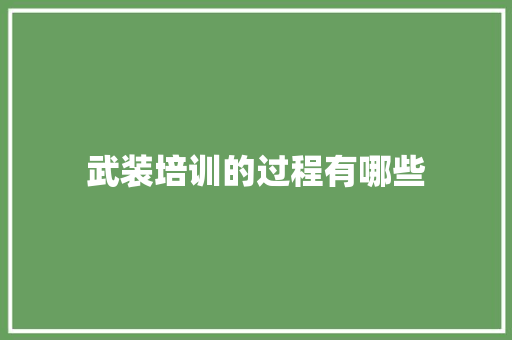 武装培训的过程有哪些 未命名