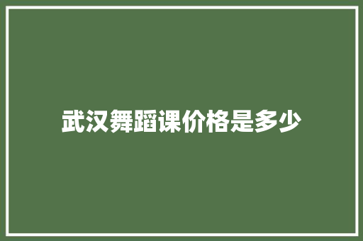 武汉舞蹈课价格是多少 未命名