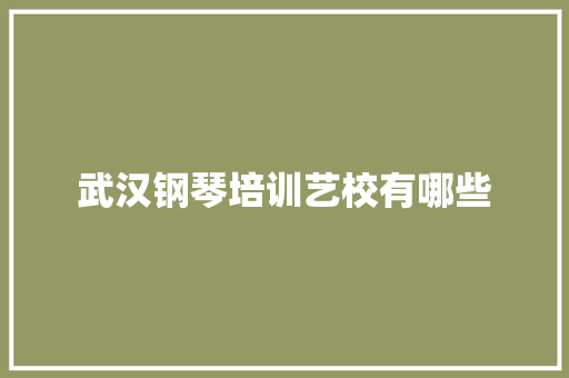 武汉钢琴培训艺校有哪些 未命名