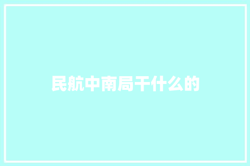 民航中南局干什么的