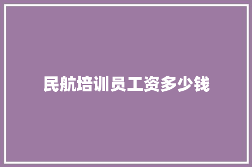 民航培训员工资多少钱 未命名