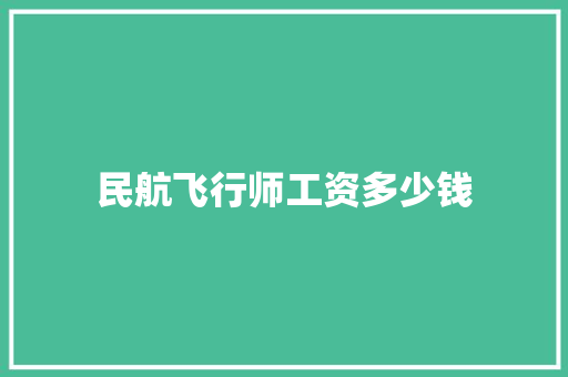 民航飞行师工资多少钱