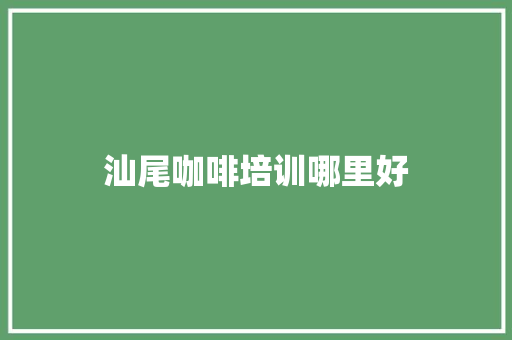 汕尾咖啡培训哪里好 未命名