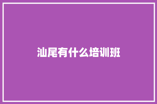 汕尾有什么培训班