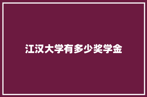 江汉大学有多少奖学金 未命名