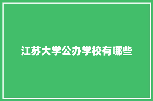 江苏大学公办学校有哪些 未命名