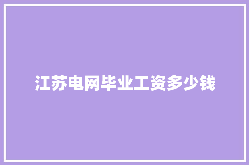 江苏电网毕业工资多少钱