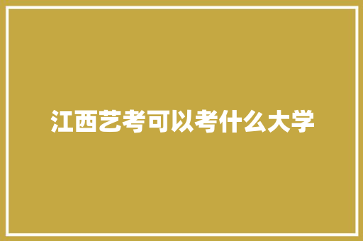 江西艺考可以考什么大学 未命名