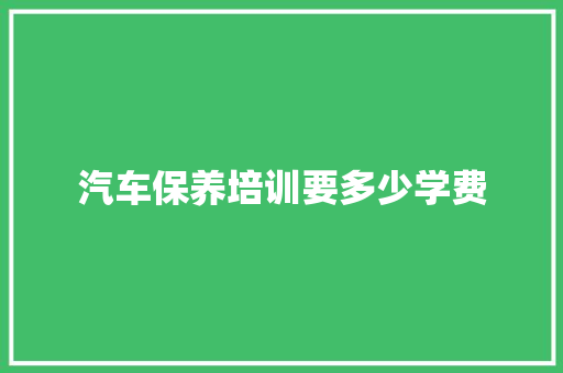 汽车保养培训要多少学费