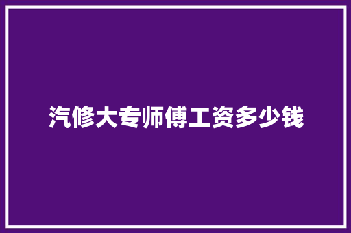 汽修大专师傅工资多少钱