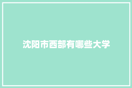 沈阳市西部有哪些大学 未命名