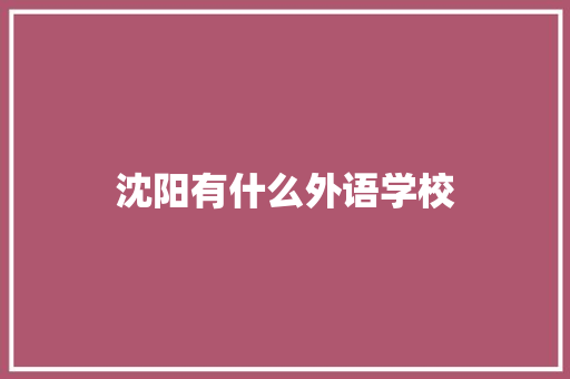 沈阳有什么外语学校