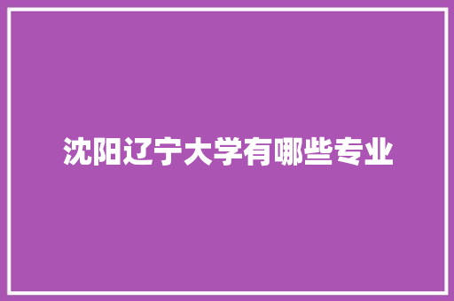 沈阳辽宁大学有哪些专业