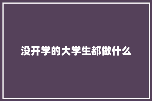 没开学的大学生都做什么