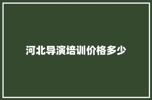 河北导演培训价格多少