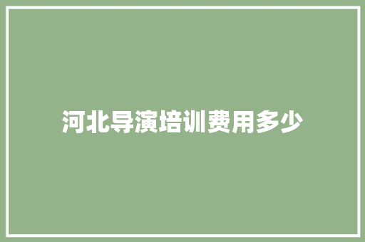 河北导演培训费用多少 未命名