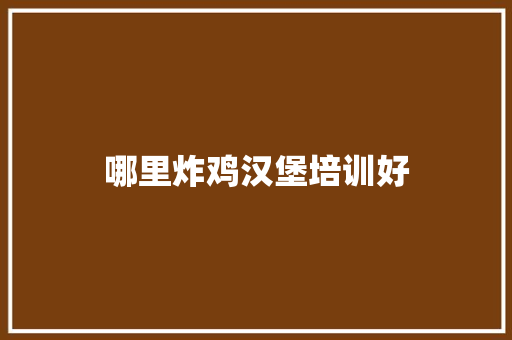 哪里炸鸡汉堡培训好