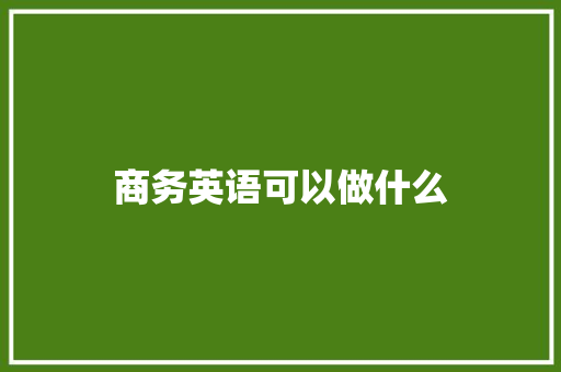 商务英语可以做什么 未命名