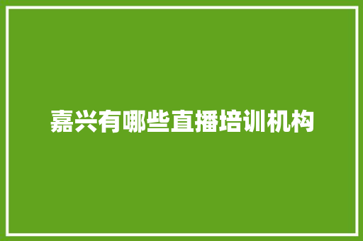 嘉兴有哪些直播培训机构