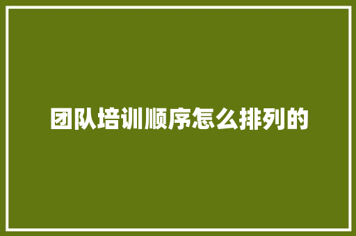 团队培训顺序怎么排列的 未命名