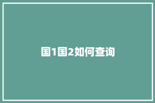 国1国2如何查询 未命名