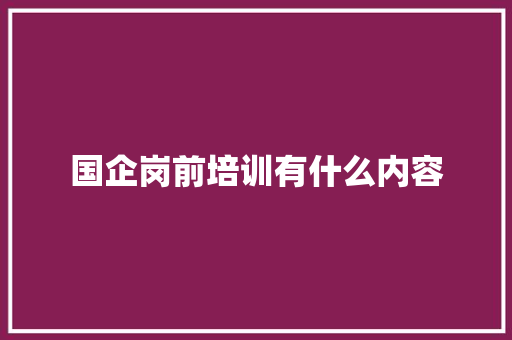 国企岗前培训有什么内容