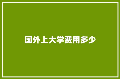 国外上大学费用多少